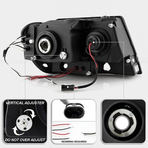 ACANII-For 1999-2004 Jeep Grand Cherokee LED Halo Ring أسود الإسكان المصابيح الأمامية لجهاز العرض المصابيح الأمامية والسائق والركاب in Saudi Arabia