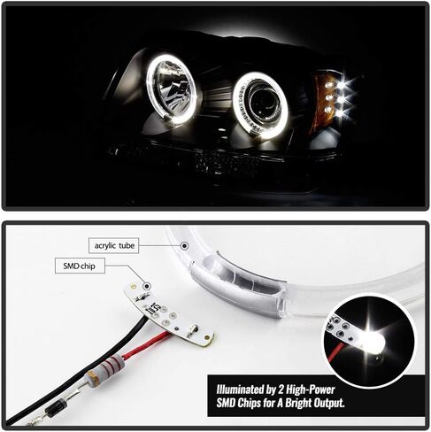 ACANII-For 1999-2004 Jeep Grand Cherokee LED Halo Ring أسود الإسكان المصابيح الأمامية لجهاز العرض المصابيح الأمامية والسائق والركاب in Saudi Arabia