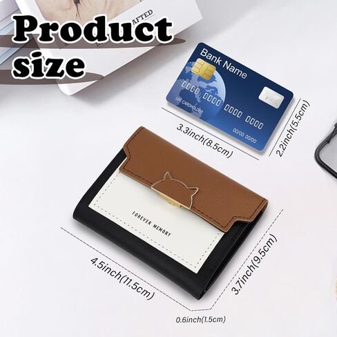 PU Trifold Wallets for Women, Women’s Short Wallet Color Blocking, Ladies Wallet with Multi Slot and ID Window(Green) in Saudi Arabia