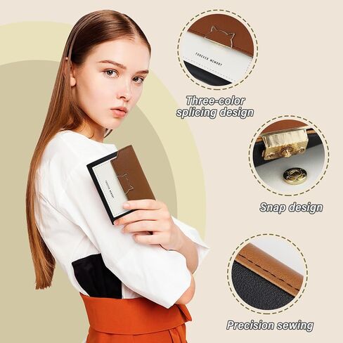 PU Trifold Wallets for Women, Women’s Short Wallet Color Blocking, Ladies Wallet with Multi Slot and ID Window(Green) in Saudi Arabia