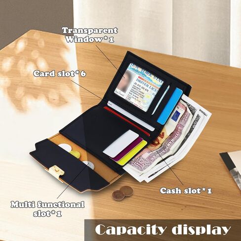 PU Trifold Wallets for Women, Women’s Short Wallet Color Blocking, Ladies Wallet with Multi Slot and ID Window(Green) in Saudi Arabia