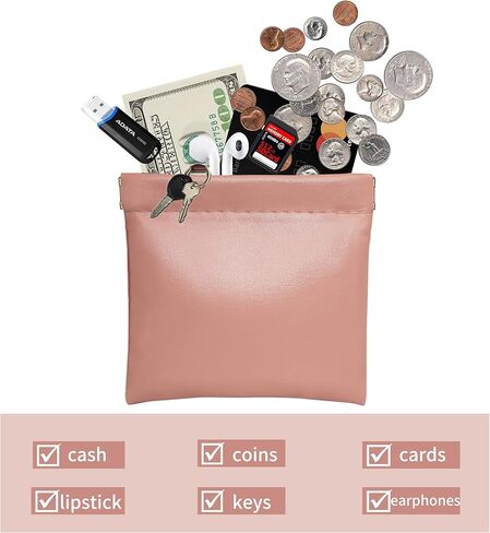 حقيبة محفظة للعملات المعدنية للنساء والرجال، محفظة تغيير متينة من جلد البولي يوريثان مع سحاب in Kuwait