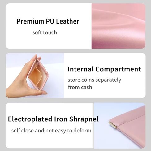 حقيبة محفظة للعملات المعدنية للنساء والرجال، محفظة تغيير متينة من جلد البولي يوريثان مع سحاب in Kuwait