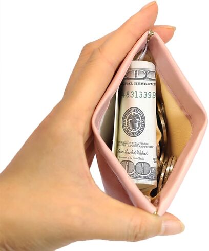 حقيبة محفظة للعملات المعدنية للنساء والرجال، محفظة تغيير متينة من جلد البولي يوريثان مع سحاب in Kuwait