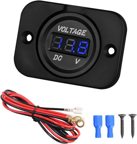 Car Battery Voltage Meter, Waterproof DC 12V 24V Round LED Digital Display Voltage Gauge with Cables & Panel Screws, Auto Battery Monitor Indicator, Universal for Sedans Pickups SUVs in Saudi Arabia