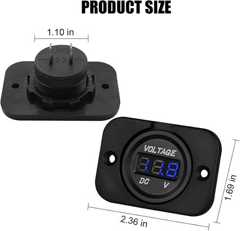 Car Battery Voltage Meter, Waterproof DC 12V 24V Round LED Digital Display Voltage Gauge with Cables & Panel Screws, Auto Battery Monitor Indicator, Universal for Sedans Pickups SUVs in Saudi Arabia