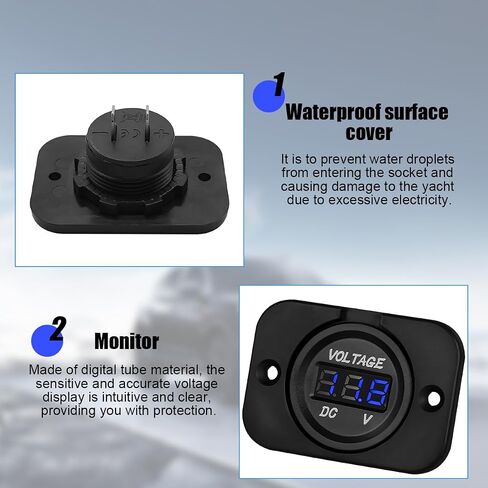 Car Battery Voltage Meter, Waterproof DC 12V 24V Round LED Digital Display Voltage Gauge with Cables & Panel Screws, Auto Battery Monitor Indicator, Universal for Sedans Pickups SUVs in Saudi Arabia