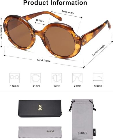 SOJOS Big Retro Oval Round Polarized Sunglasses Womens Mens Vintage Trendy Oversized Sunnies SJ2362 in Saudi Arabia