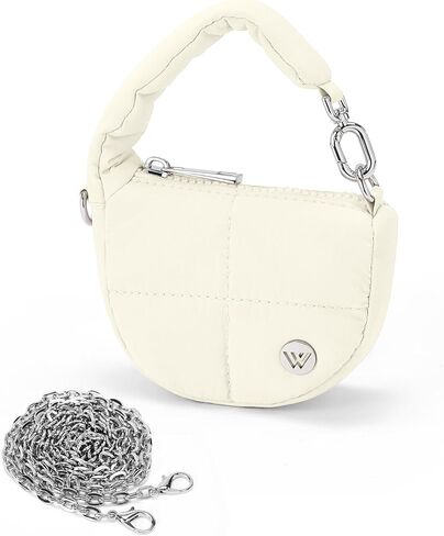 WESTBRONCO Super Mini Coin Pouch Nylon Quilted Wristlet Purses for Women Tiny Cute Purse Puffer Crescent Keychain Bag, Small Handbag in Kuwait