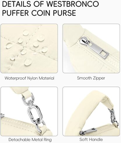 WESTBRONCO Super Mini Coin Pouch Nylon Quilted Wristlet Purses for Women Tiny Cute Purse Puffer Crescent Keychain Bag, Small Handbag in Kuwait
