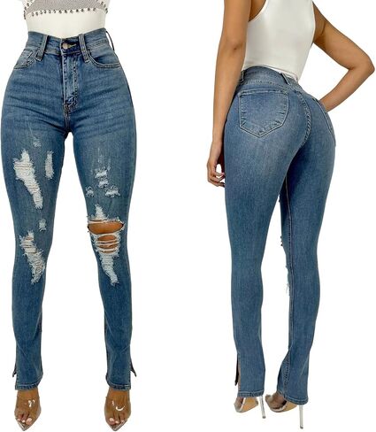Women’s Curvy High Rise Skinny Jeans Comfy Stretch Classic Jeans Pants in Saudi Arabia