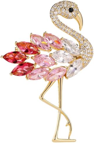 Rhinestone Flamingo Brooch Pin for Women Fashion Crystal Enamel Delicate Animal Bird Brooch Lapel Pins Elegant Dress Accessories Jewelry Holiday Christmas Birthday in Saudi Arabia