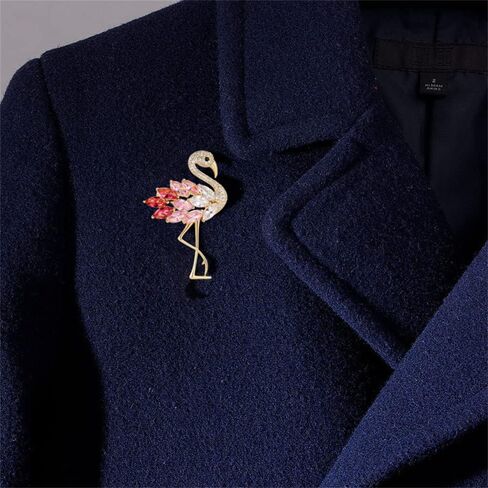 Rhinestone Flamingo Brooch Pin for Women Fashion Crystal Enamel Delicate Animal Bird Brooch Lapel Pins Elegant Dress Accessories Jewelry Holiday Christmas Birthday in Saudi Arabia