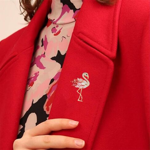 Rhinestone Flamingo Brooch Pin for Women Fashion Crystal Enamel Delicate Animal Bird Brooch Lapel Pins Elegant Dress Accessories Jewelry Holiday Christmas Birthday in Saudi Arabia