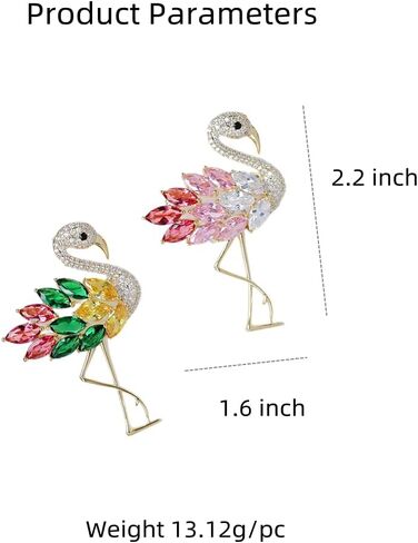 Rhinestone Flamingo Brooch Pin for Women Fashion Crystal Enamel Delicate Animal Bird Brooch Lapel Pins Elegant Dress Accessories Jewelry Holiday Christmas Birthday in Saudi Arabia