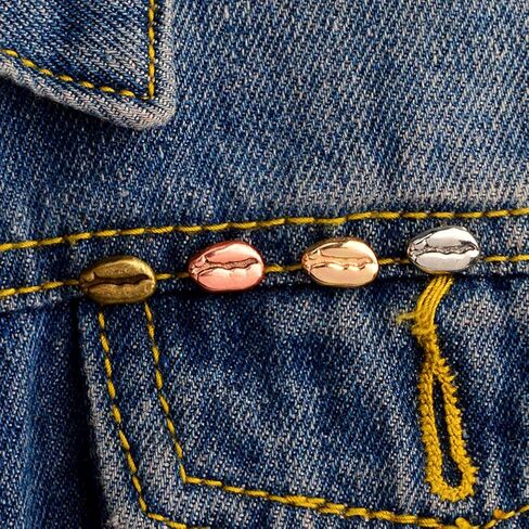 16Pcs Coffee Pins - Realistic Coffee Bean Brooch, Metal Bean Lapel Pins, Cute Cafes Work Brooches Decoration for Hat, Handbag, Clothing in Kuwait