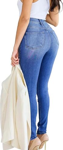 Women’s Curvy High Rise Skinny Jeans Comfy Stretch Classic Jeans Pants in Saudi Arabia