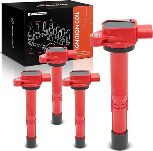 حزمة ملف إشعال المحرك A-Premium (أحمر) متوافقة مع Honda CR-V 2002-2009، Civic 2002-2011، Accord 2003-2007، Element 2003-2011، S2000 2004-2005 & Acura RSX 2002-2006، CSX 2006-2011، مجموعة مكونة من 4 أجهزة كمبيوتر in Saudi Arabia