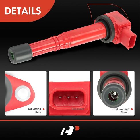 حزمة ملف إشعال المحرك A-Premium (أحمر) متوافقة مع Honda CR-V 2002-2009، Civic 2002-2011، Accord 2003-2007، Element 2003-2011، S2000 2004-2005 & Acura RSX 2002-2006، CSX 2006-2011، مجموعة مكونة من 4 أجهزة كمبيوتر in Saudi Arabia