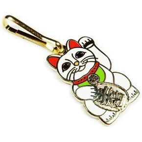 Maneki Neko Lucky Cat Japanese Talisman Backpack Jacket Vest ZIPPER PULL CLIP in Saudi Arabia