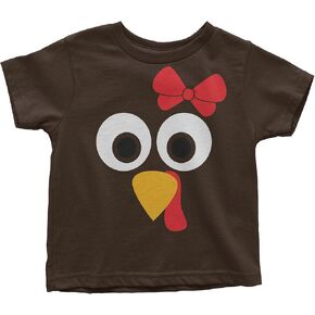 Threadrock Little Girls' Turkey Face with Big Red Bow Toddler T-Shirt in Saudi Arabia