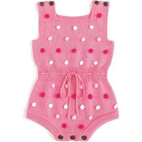 Simplee kids Baby Girl Kint Romper Fall Sleeveless Pompoms Rompers Newborn Little Girl Overall Jumpsuit Outfits in Kuwait