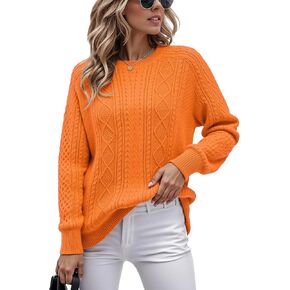 Jouica Women's Cable Knit Crewneck Sweaters Casual Long Sleeve Lightweight Ribbed Pullover Fall Outfits for Women 2025 in Kuwait