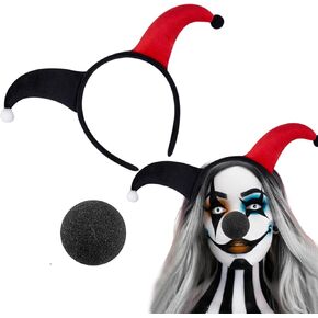 Halloween Clown Headband Nose Set Funny Cosplay Dress Up Costume Hair Accessories for Carnival Party Supplies in Saudi Arabia