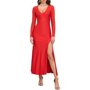 فستان BWQ النسائي لخريف 2025 بأكمام طويلة شبكي شفاف فستان ماكسي لحفلات الكوكتيل والزفاف in Kuwait