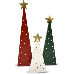 Gift Boutique - 3 Christmas Trees Wooden Table Decorations Centerpiece Block Holiday Tree Red Green White Color Tiered Tray Wood Tabletop Sign Decor 3 Sizes for Home Xmas Wood Party Supplies in Kuwait