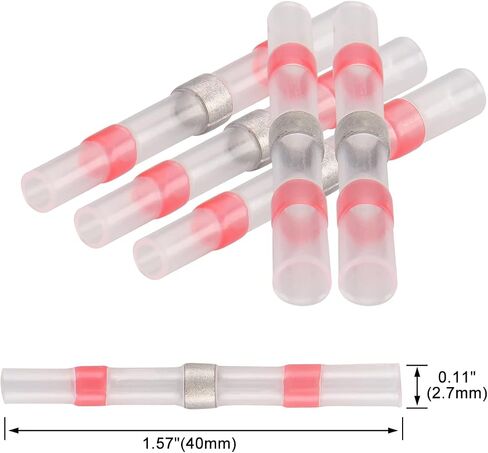 Baomain Solder Seal Wire Connectors 26-24 AWG Heat Shrink Butt Connector Waterproof Insulated Electrical Butt Splice Terminals SST-11 White Pack of 100 in Saudi Arabia