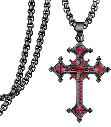Gothic Cross Necklace S925 Sterling Silver Goth Necklace Black Cross Necklace Gothic Jewelry Gifts for Men Women in Kuwait