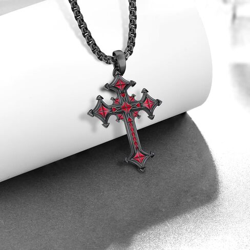 Gothic Cross Necklace S925 Sterling Silver Goth Necklace Black Cross Necklace Gothic Jewelry Gifts for Men Women in Kuwait