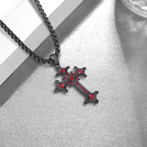 Gothic Cross Necklace S925 Sterling Silver Goth Necklace Black Cross Necklace Gothic Jewelry Gifts for Men Women in Kuwait