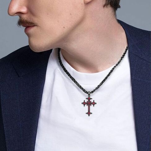 Gothic Cross Necklace S925 Sterling Silver Goth Necklace Black Cross Necklace Gothic Jewelry Gifts for Men Women in Kuwait