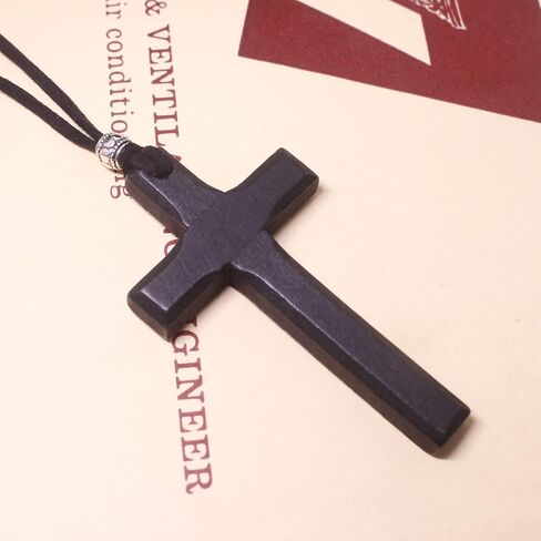 Wooden Cross Necklace For Men Women, Wood Cross Pendant Necklaces For Car Rearview Mirror Charms, Wall, Christian Jewelry in Saudi Arabia