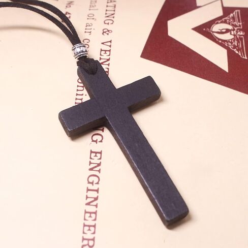Wooden Cross Necklace For Men Women, Wood Cross Pendant Necklaces For Car Rearview Mirror Charms, Wall, Christian Jewelry in Saudi Arabia