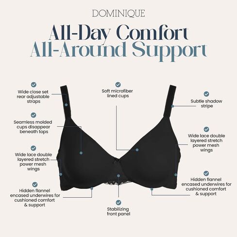 Dominique Women’s Lena Lace Minimizer Bra #7309 – Seamless Full Figure Underwire Lingerie for Women in Saudi Arabia