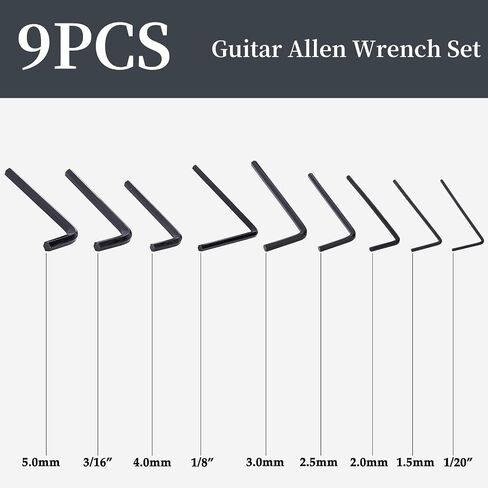 11 Pieces Guitar Allen Wrench Set Including 4mm & 5mm Lengthened Ball End Truss Rod Wrench, for Most Guitar & Bass Neck Truss Rod Bridge Nut Locking Screw Adjustment in Saudi Arabia