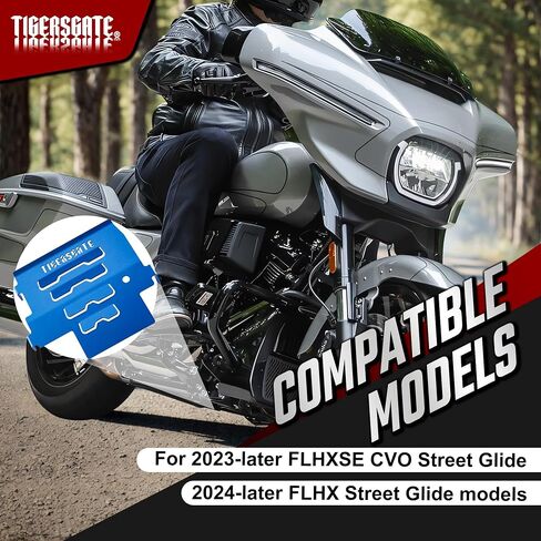 لوح انزلاقي من الألومنيوم، واقي حماية هيكل المحرك السفلي لـ 2023-في وقت لاحق FLHXSE CVO Street Glide، 2024-في وقت لاحق FLHX Street Glide، أسود in Saudi Arabia