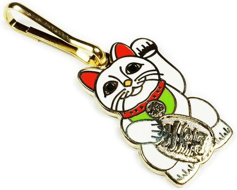 Maneki Neko Lucky Cat Japanese Talisman Backpack Jacket Vest ZIPPER PULL CLIP in Saudi Arabia