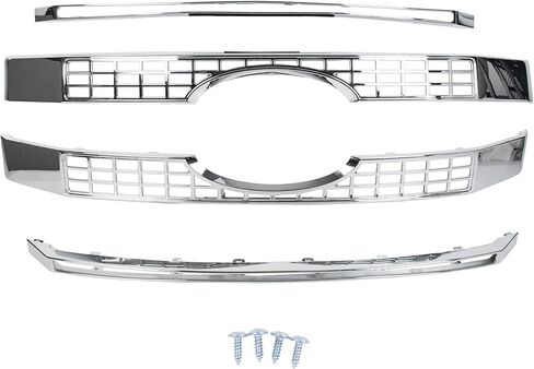 HECASA Bumper Chrome Grille Grill Compatible with 2017 2018 2019 Ford Super Duty F250 F350 F450 in Saudi Arabia