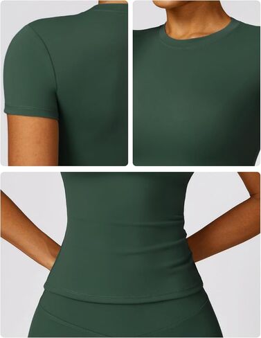Women's Fitted Yoga Top Slim Fit Short Sleeve Athletic T-Shirt for Gym Workout and Casual Activewear in Saudi Arabia