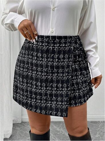 SOLY HUX Women's Plus Size Plaid Skort High Waisted Wrap Asymmetrical Hem Skirts Shorts in Saudi Arabia