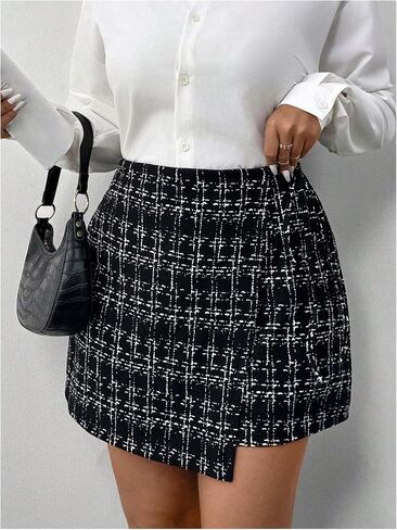 SOLY HUX Women's Plus Size Plaid Skort High Waisted Wrap Asymmetrical Hem Skirts Shorts in Saudi Arabia