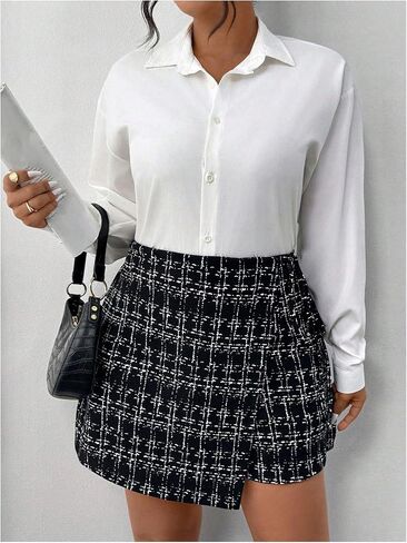 SOLY HUX Women's Plus Size Plaid Skort High Waisted Wrap Asymmetrical Hem Skirts Shorts in Saudi Arabia