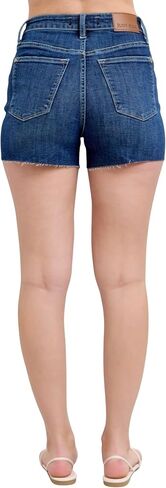 Judy Blue Women's High-Rise Criss Cross Waistband Raw Hem Denim Shorts in Saudi Arabia