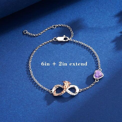 Iefil Infinite Rose جوهرة الميلاد سوار للنساء، 925 الفضة الاسترليني سحر ربط سوار جوهرة الميلاد، هدايا عيد ميلاد الذكرى السنوية للنساء، هدايا عيد الحب عيد الأم للزوجة صديقة in Saudi Arabia