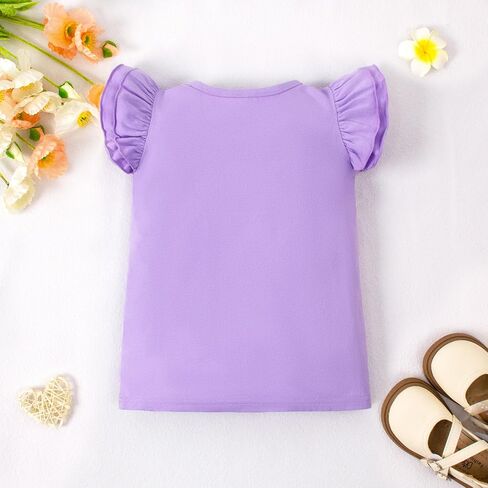 LYSMuch Toddler Girls Short Sleeve Ruffle Basic Blouse | Size 2T-14Y Girls Summer Tops，Solid Kids Casual Clothes in Saudi Arabia
