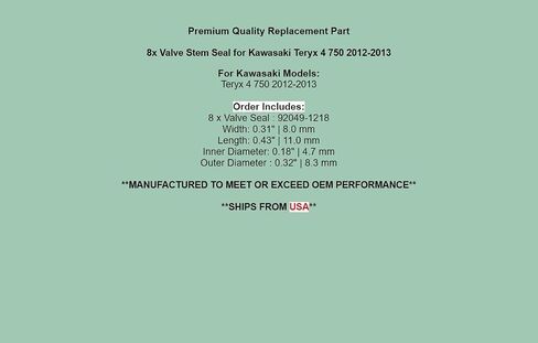 Replacement 8x Valve Stem Seal for Kawasaki Teryx 4 750 2012-2013 in Saudi Arabia